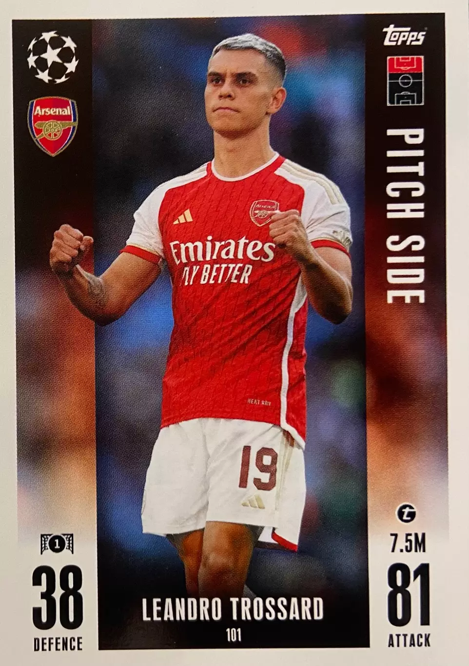 Футбол. Карточка Леандро Троссард Брайтон, Арсенал Лига Чемпионов 2023/24 Topps