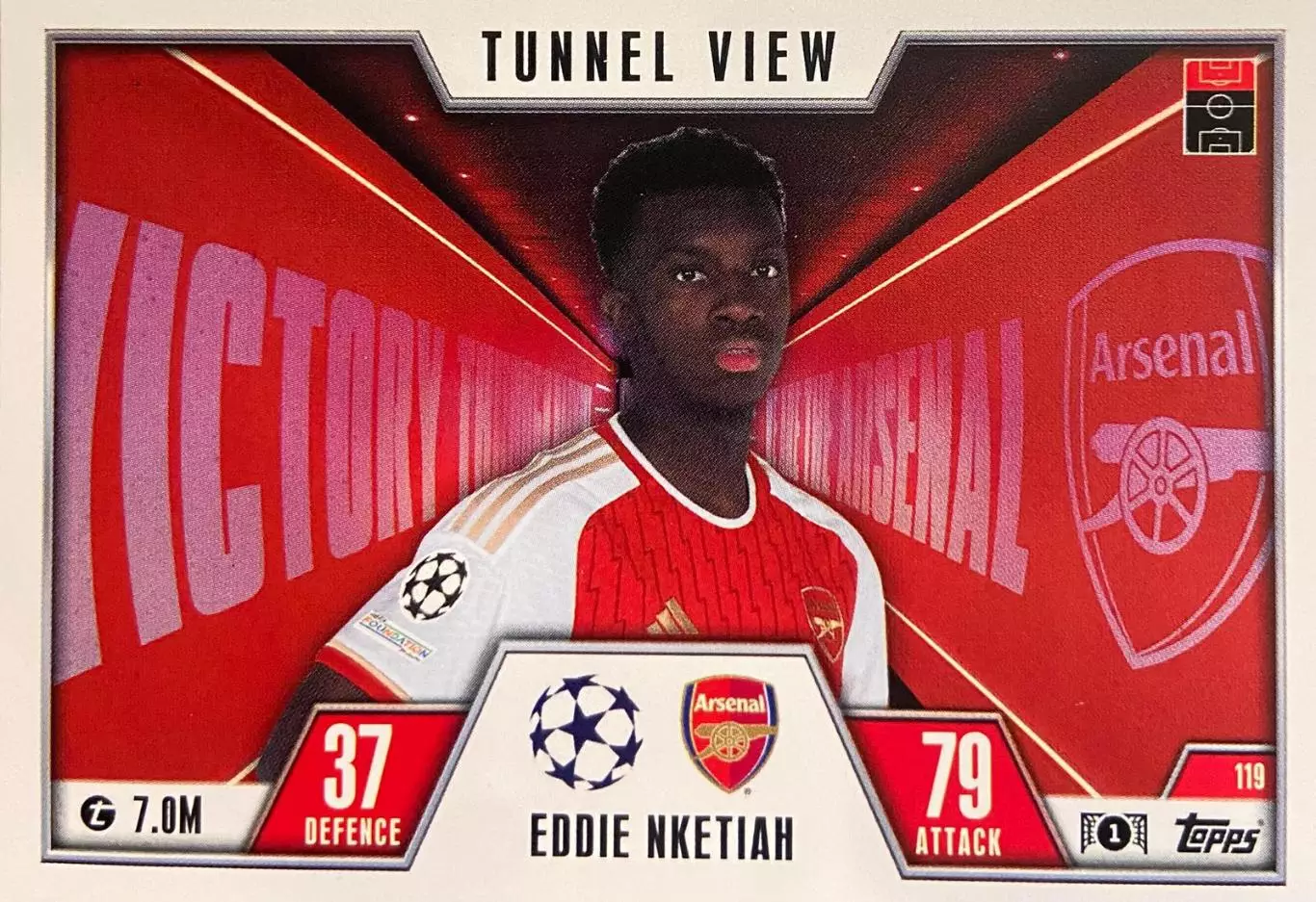 Футбол. Карточка Эдди Нкетиа Арсенал, Лидс, Кристал Пэлас Лига Чемпионов 2023/24