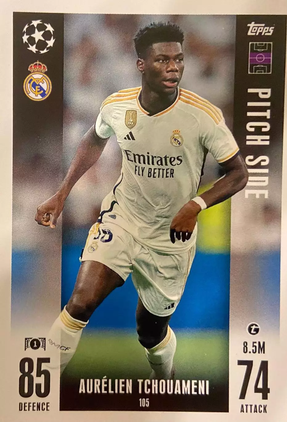 Футбол. Карточка Орельен Тчуамени Реал Мадрид, Монако Лига Чемпионов 2023/24