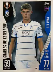 Футбол. Карточка Шарль де Кетеларе Аталанта, Милан, Брюгге Лига Европы 2023/24