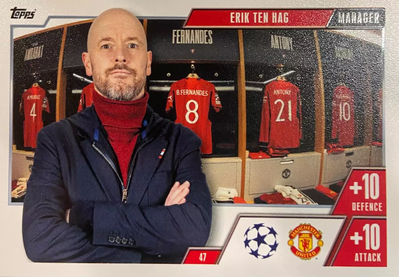 Футбол. Карточка Эрик тен Хаг Манчестер Юнайтед, Байер 04 Лига Чемпионов 2023/24