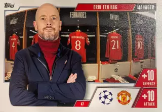 Футбол. Карточка Эрик тен Хаг Манчестер Юнайтед, Байер 04 Лига Чемпионов 2023/24