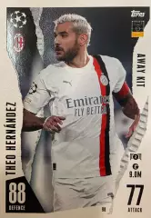 Футбол. Карточка Тео Эрнандес Милан, Реал Мадрид Лига Чемпионов 2023/24 TOPPS