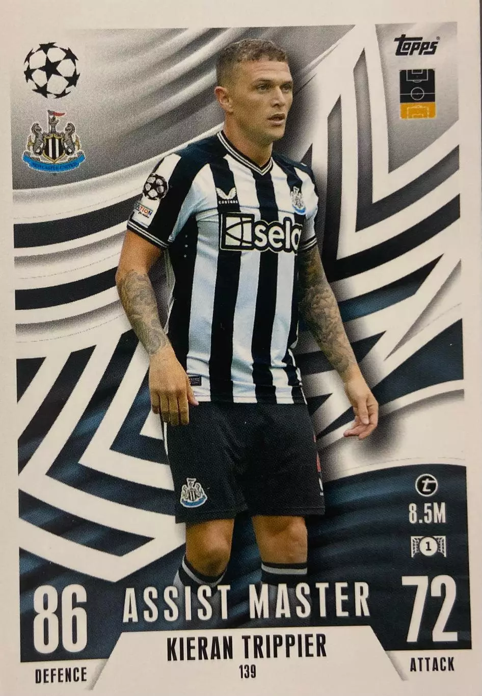 Карточка Киран Триппьер Ньюкасл Юнайтед, Атлетико Мадрид Лига Чемпионов 2023/24