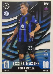 Футбол Карточка Nicolo Barella/Николо Барелла Интер Лига Чемпионов 2023-24 TOPPS