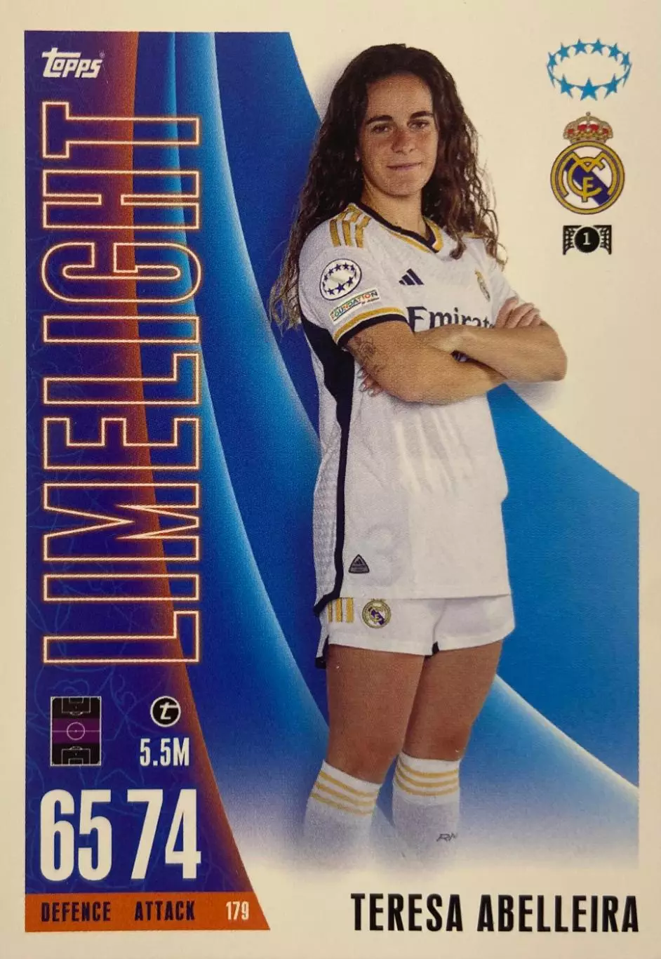 Футбол. Карточка Teresa Abelleira/Тереса Абельейра Реал Мадрид 2023-24 TOPPS
