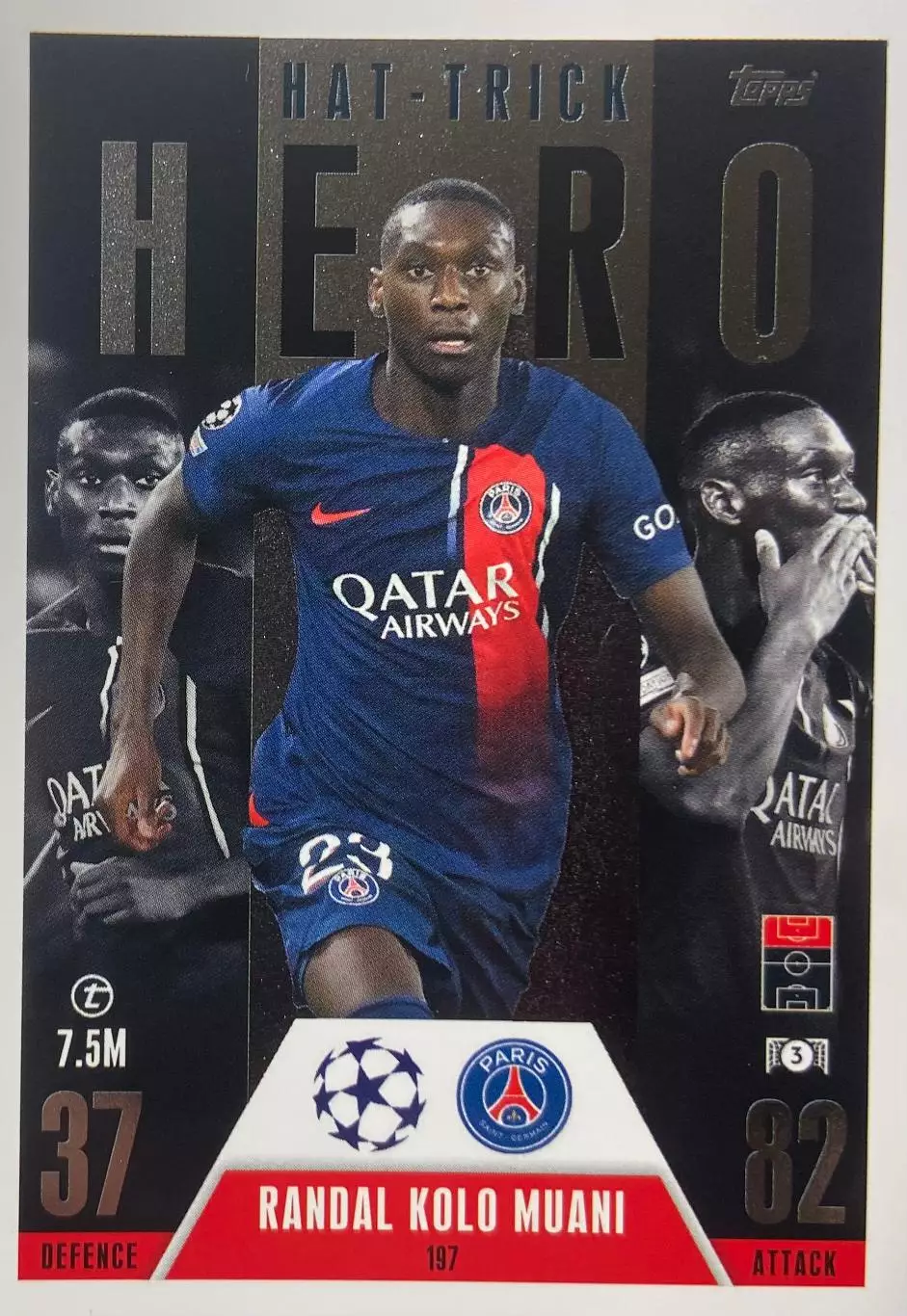 Футбол. Карточка Рандаль Коло Муани Пари Сен-Жермен/ПСЖ Лига Чемпионов 2023-24