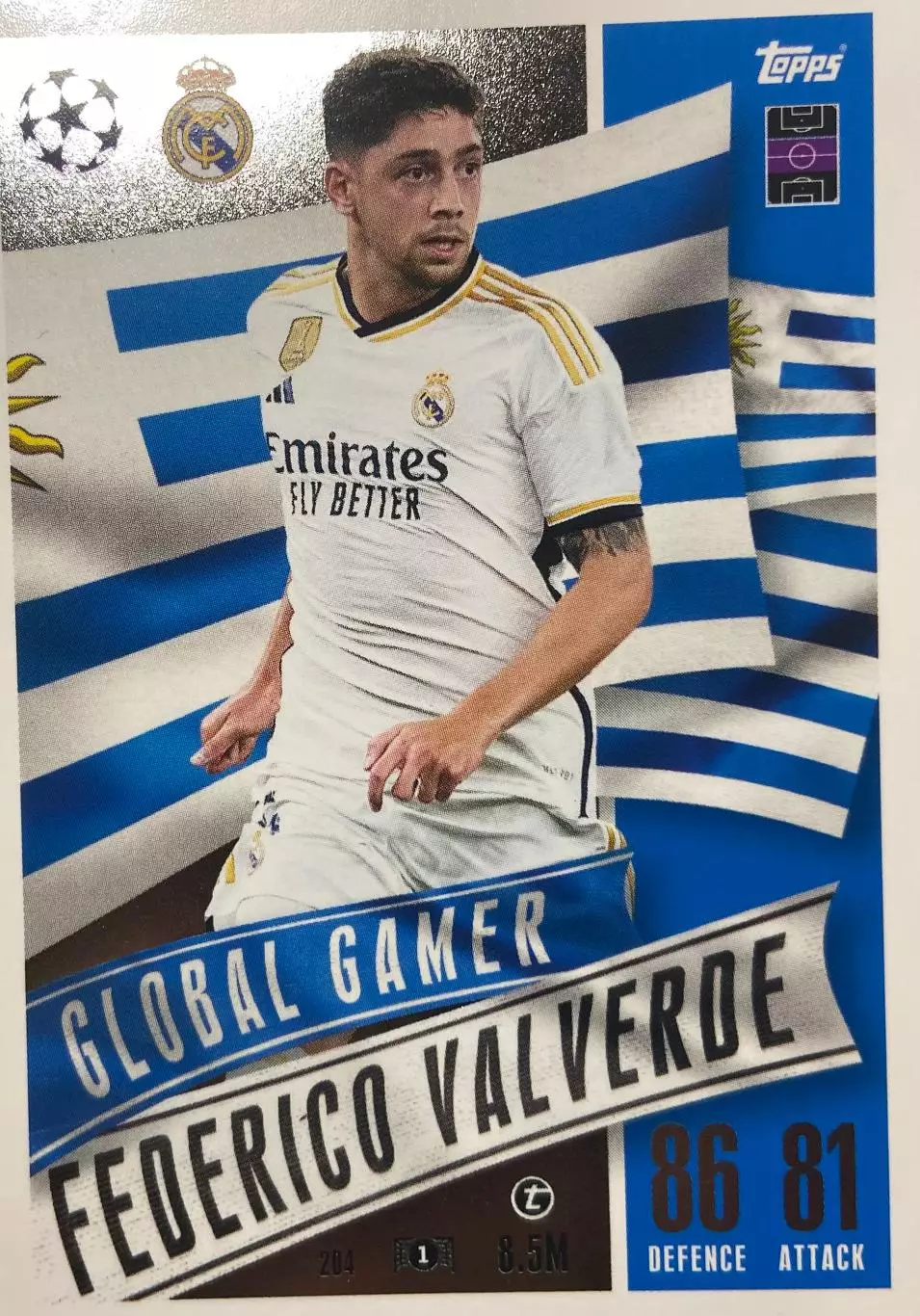 Футбол. Карточка Федерико Вальверде Реал Мадрид Лига Чемпионов 2023-24 TOPPS