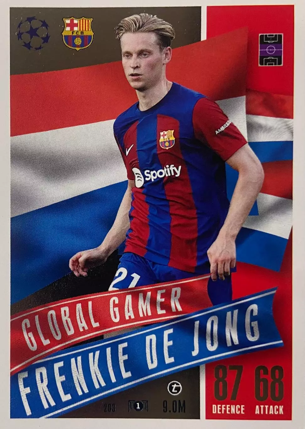 Футбол. Карточка Френки де Йонг Барселона, Аякс Лига Чемпионов 2023-24 TOPPS