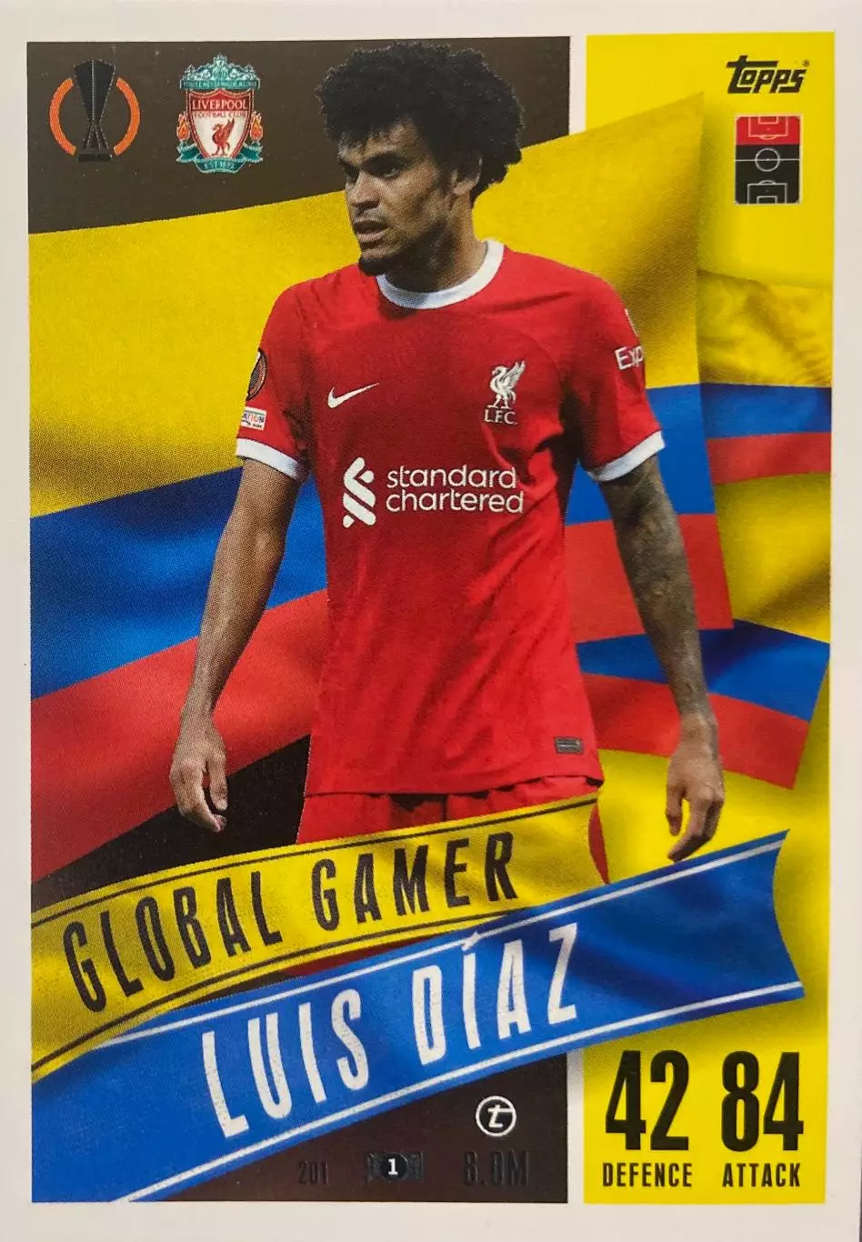 Футбол. Карточка Luis Diaz/Луис Диас Ливерпуль/Порту Лига Европы 2023/24 TOPPS