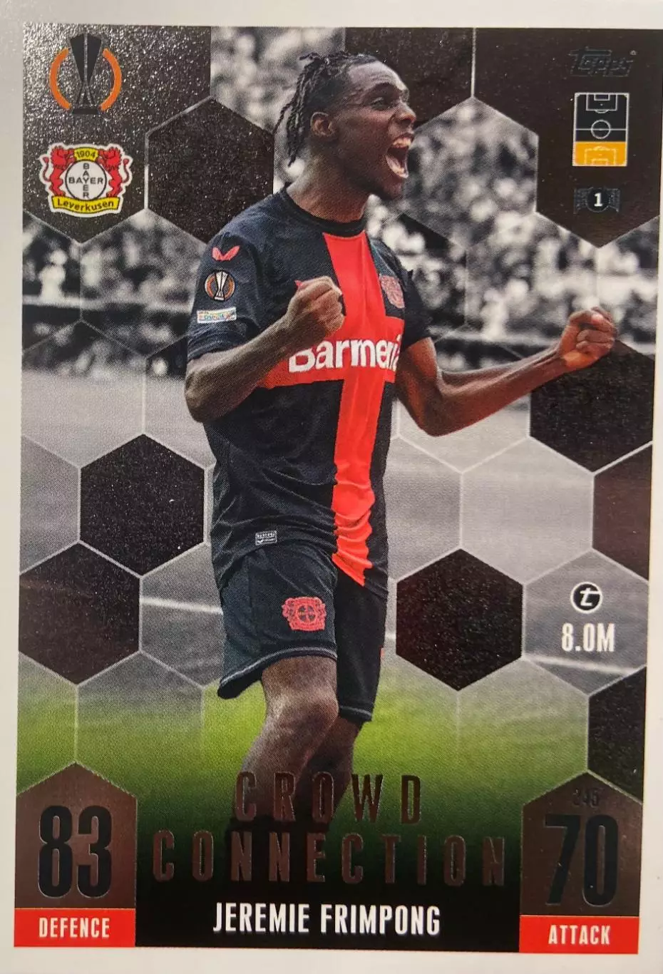 Футбол Карточка Джереми Фримпонг Байер 04, Ливерпуль, Селтик Лига Европы 2023-24