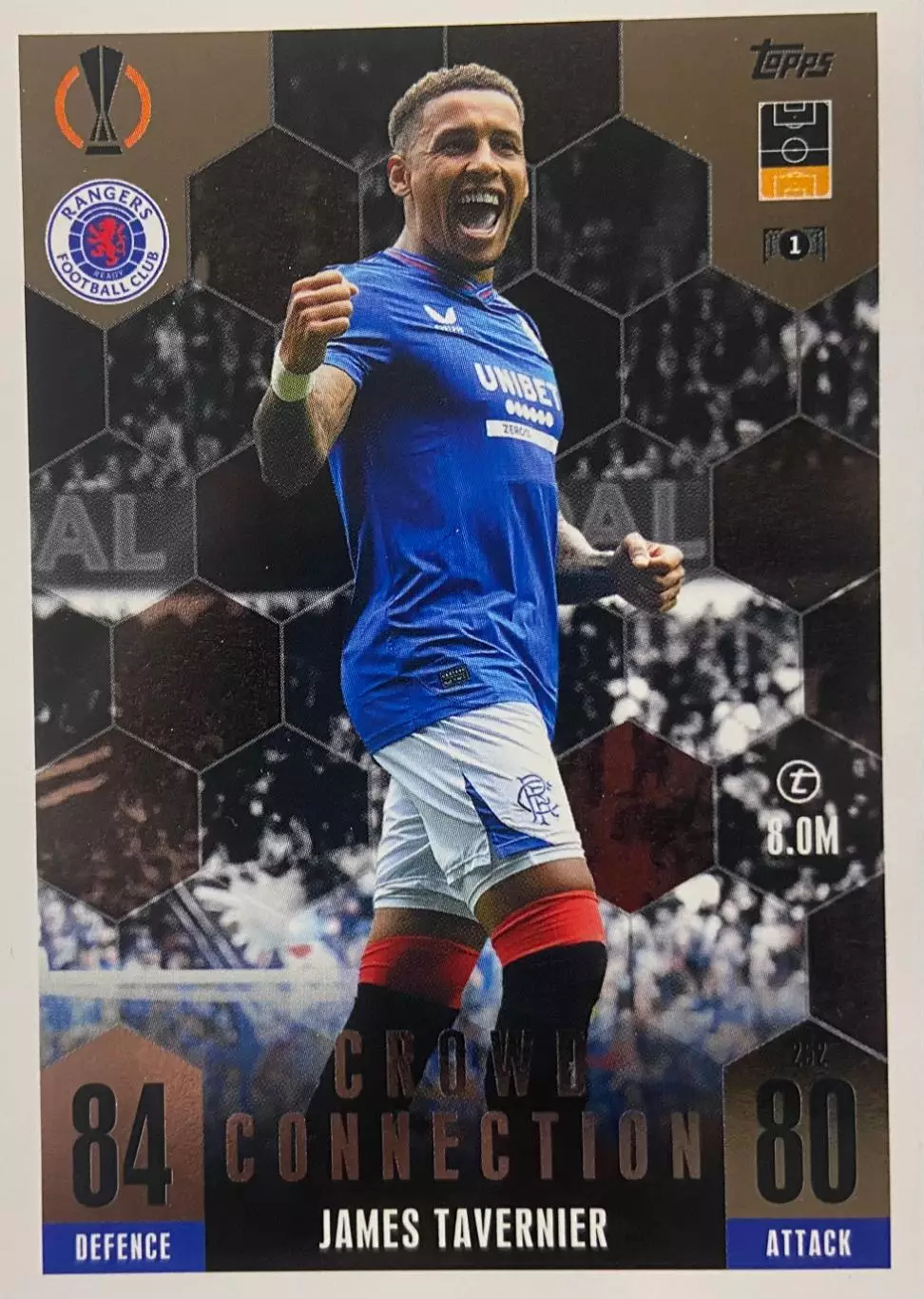 Футбол. Карточка James Tavernier/Джеймс Тавернье Рейнджерс Лига Европы 2023-24