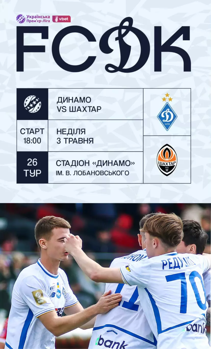 Динамо Киев - Шахтер Донецк 3.05.2026