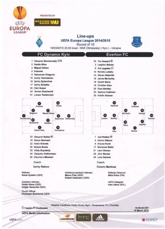 Динамо Киев - Эвертон 19.03.2015