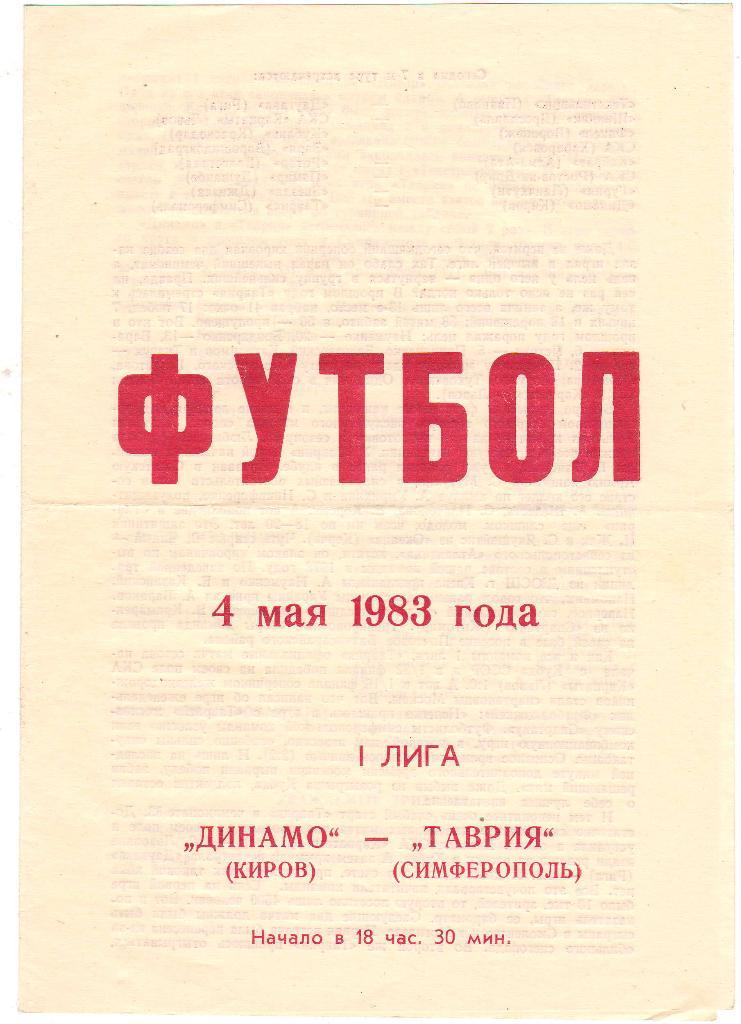 Динамо Киров - Таврия Симферополь 4.05.1983