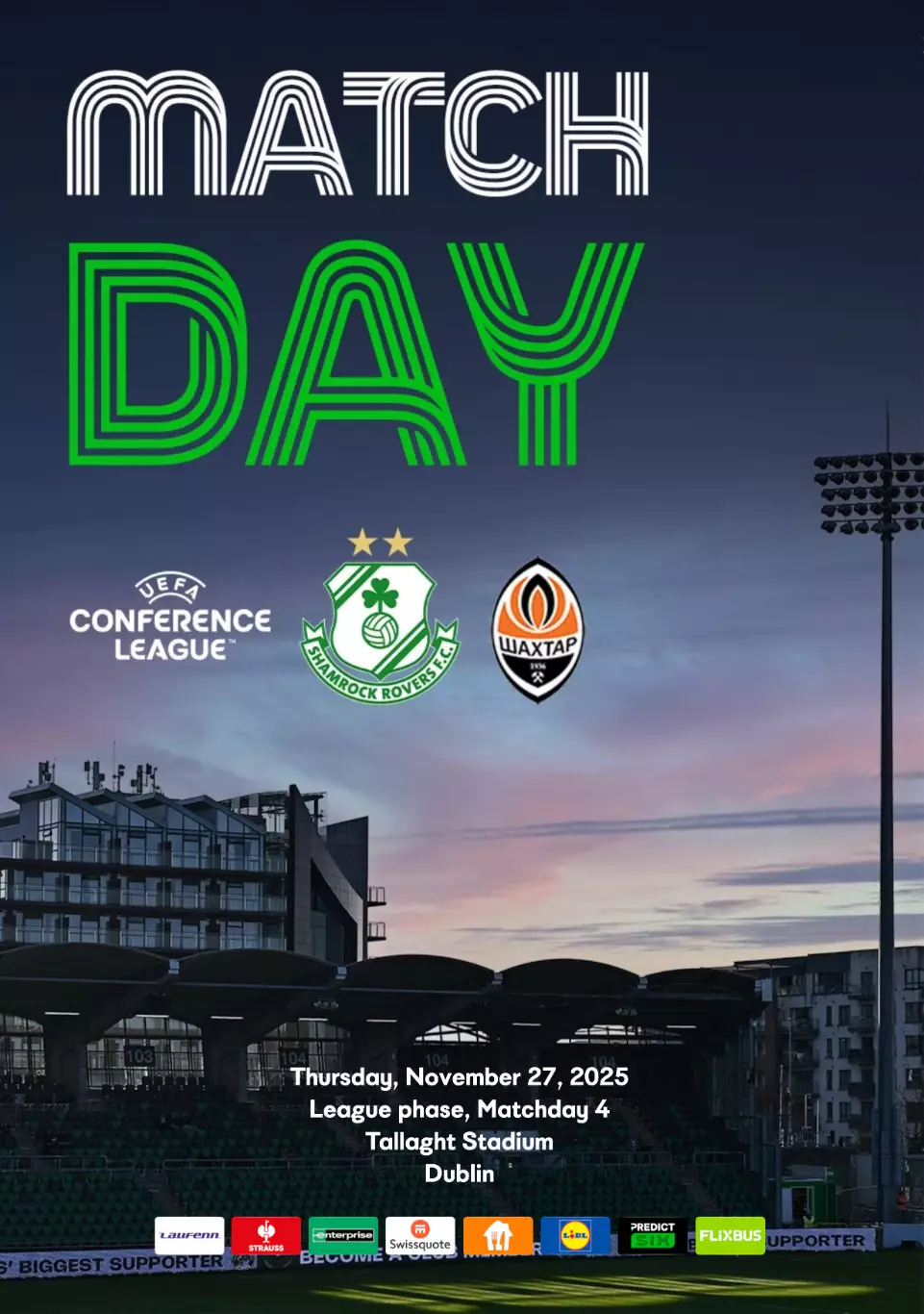 Шемрок Роверс - Шахтер Донецк 27.11.2025