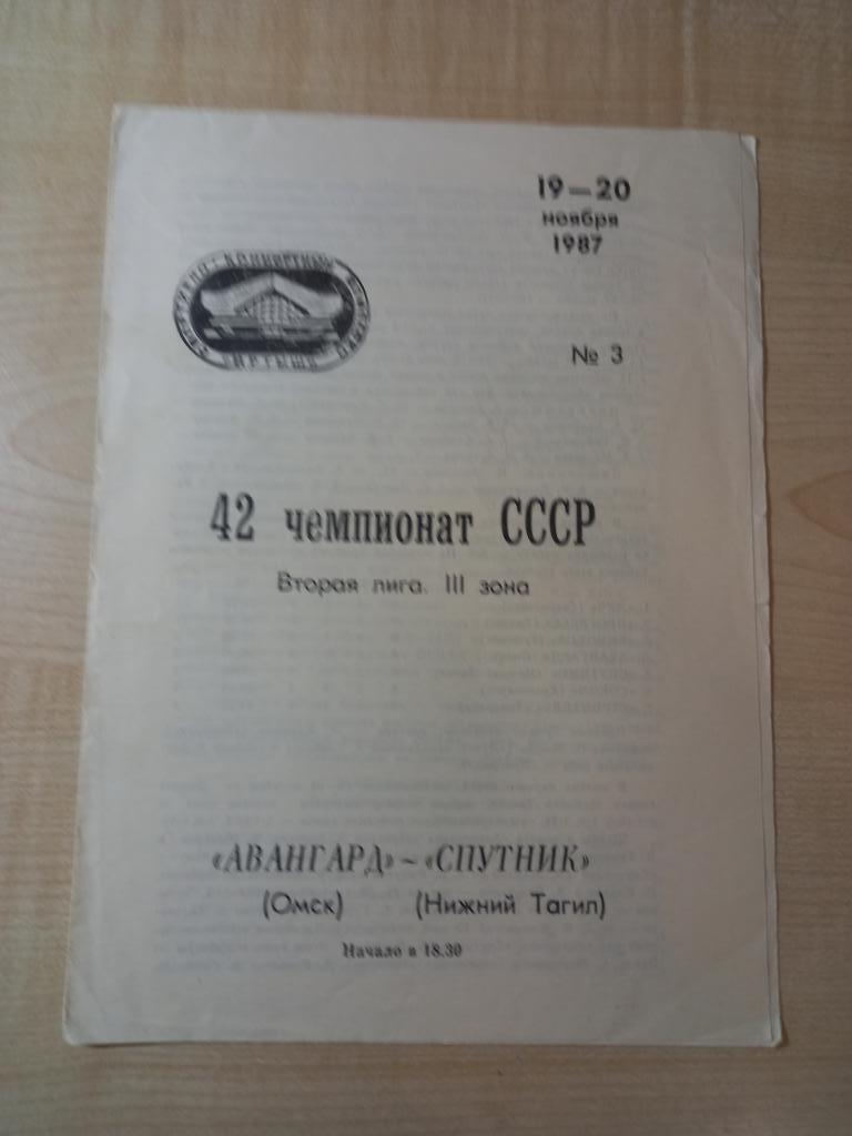 Авангард Омск - Спутник Нижний Тагил 19-20.11.1987