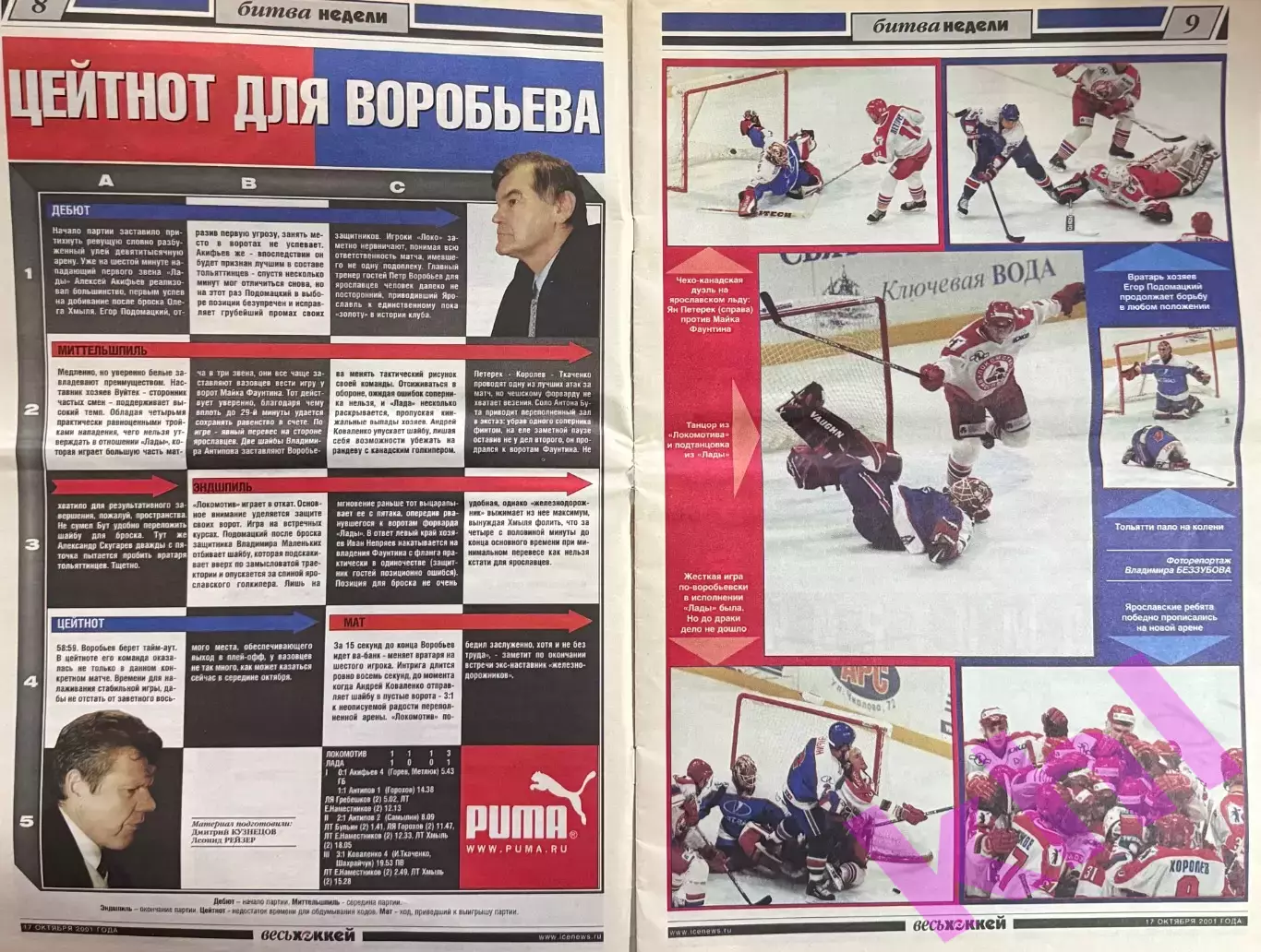 Еженедельная газета Весь Хоккей 17 октября 2001 (Коваленко, Арена-2000) 2
