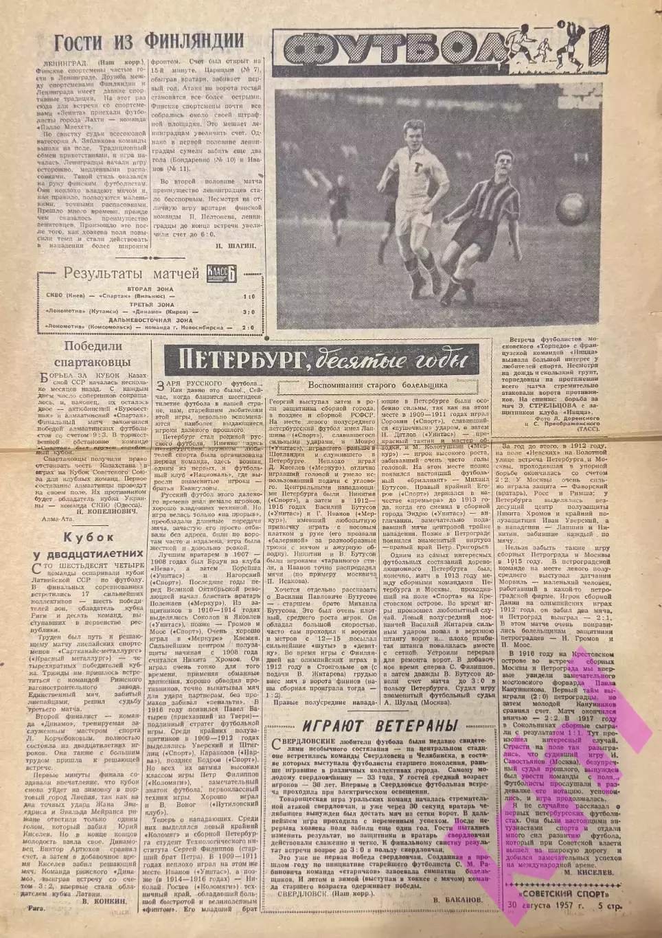 Торпедо Москва - Ницца Франция (Стрельцов) Советский спорт 1957