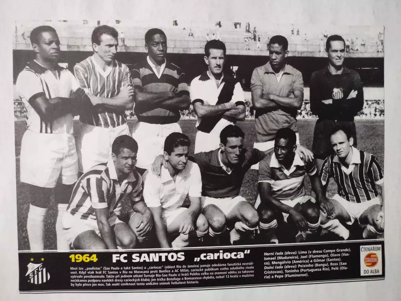 Из журнала Стадион Чехия футбольный клуб Сантос Бразилия 1964 год