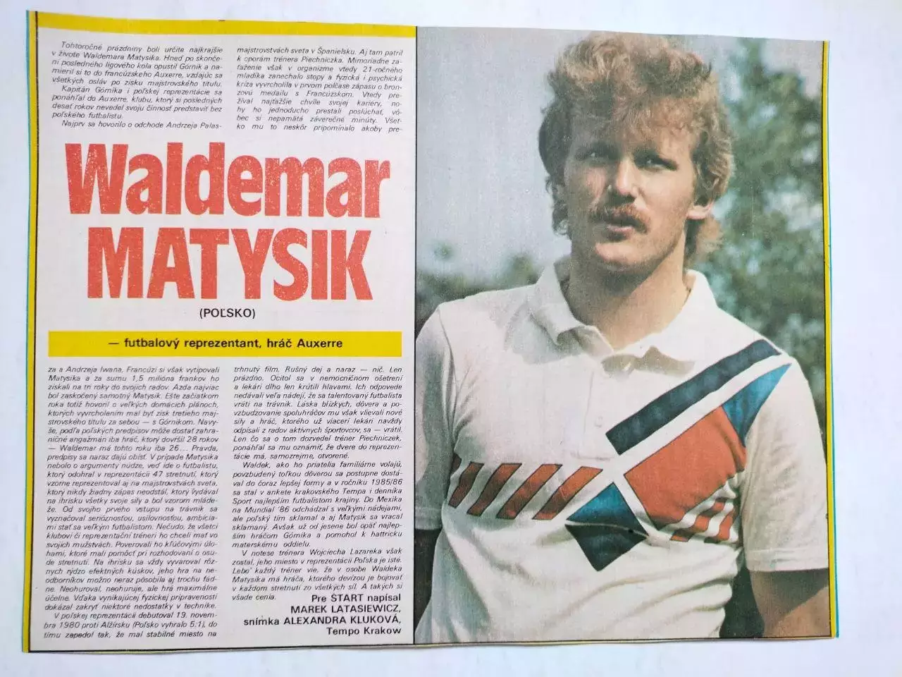 Футбольные звезды из журнала Старт ЧССР - Вальдемар Матысик Польша