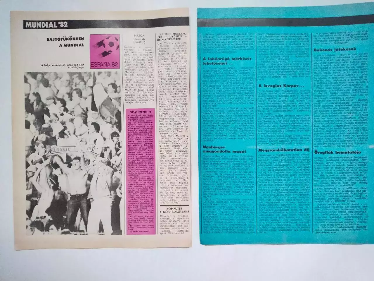 Страницы из журнала Кепеш спорт о чемпионате мира по футболу 1982 год - 2 1