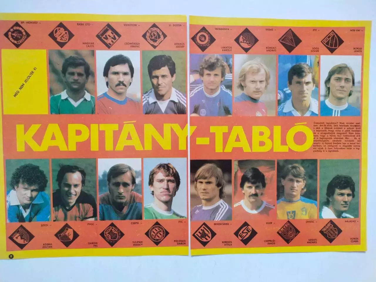 Из журнала Кепеш спорт Венгрия Капитанское табло чемпионата венгрии по футболу