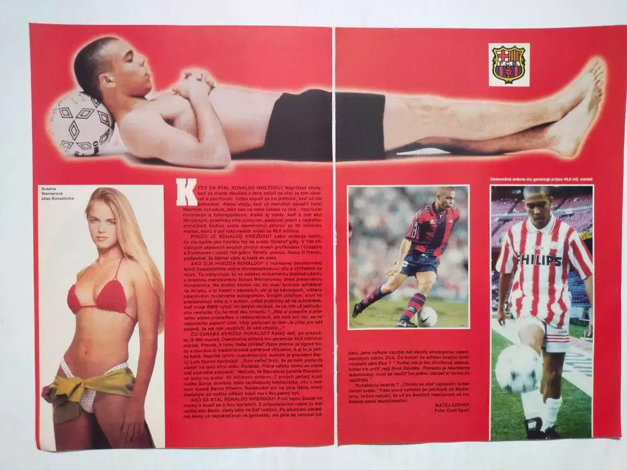 Из журнала FUTBAL звезды футбола - Роналдо Бразилия и Джанфранко Дзола Италия 1