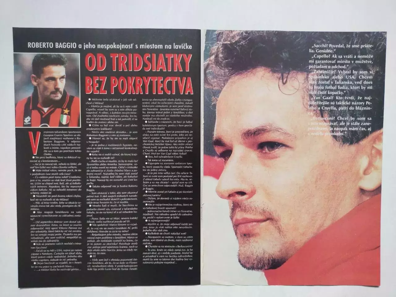Из журнала FUTBAL звезды футбола - Роберто Баджо Италия