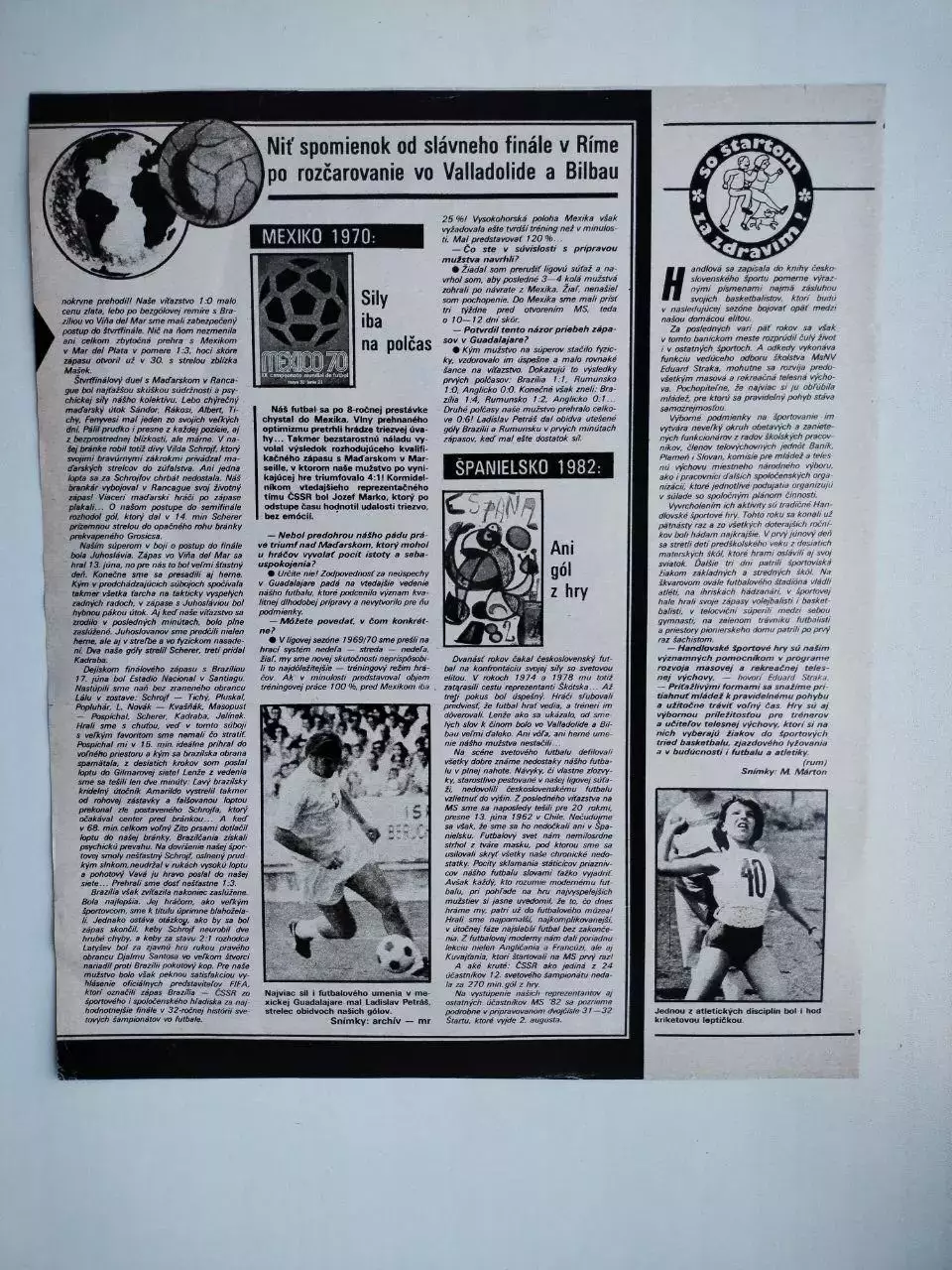 Страницы из журналов Старт Чемпионат мира по футболу 1982 - Чешкий футбол на чм 3