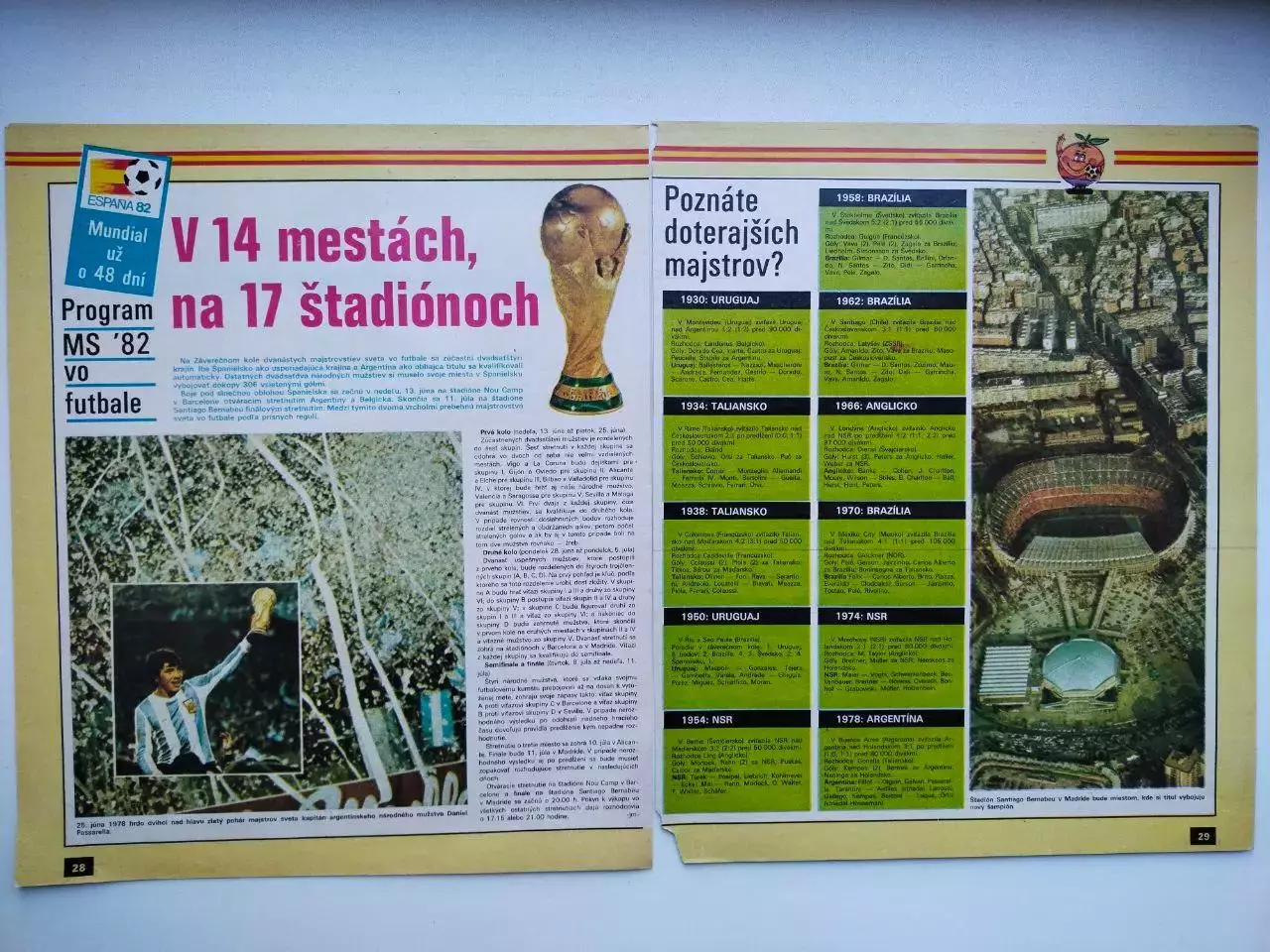 Страницы из журналов Старт ЧССР Чемпионат мира по футболу 1982 год - 2