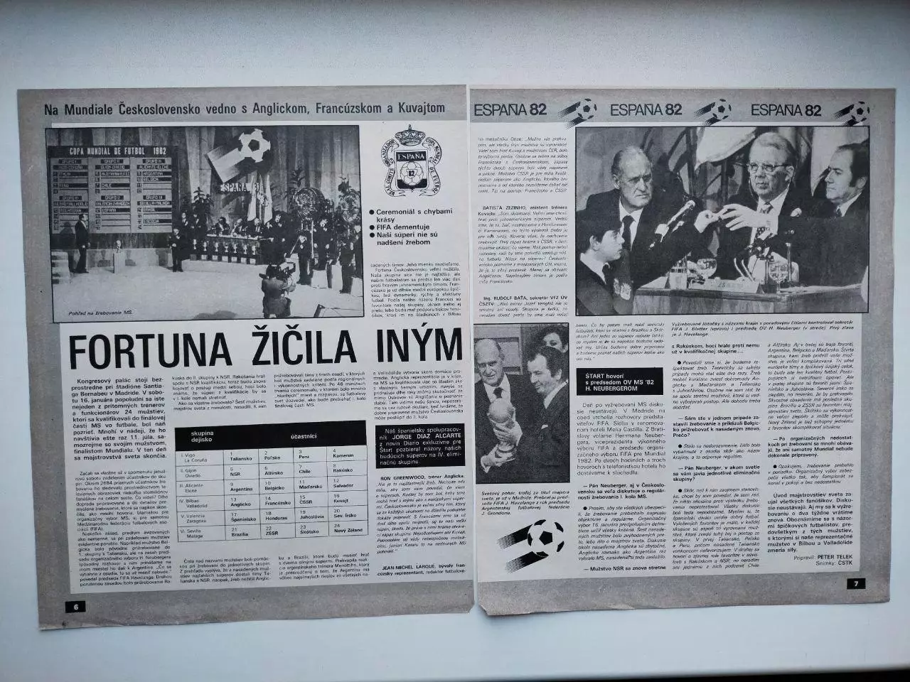 Страницы из журналов Старт ЧССР Чемпионат мира по футболу 1982 год - 7