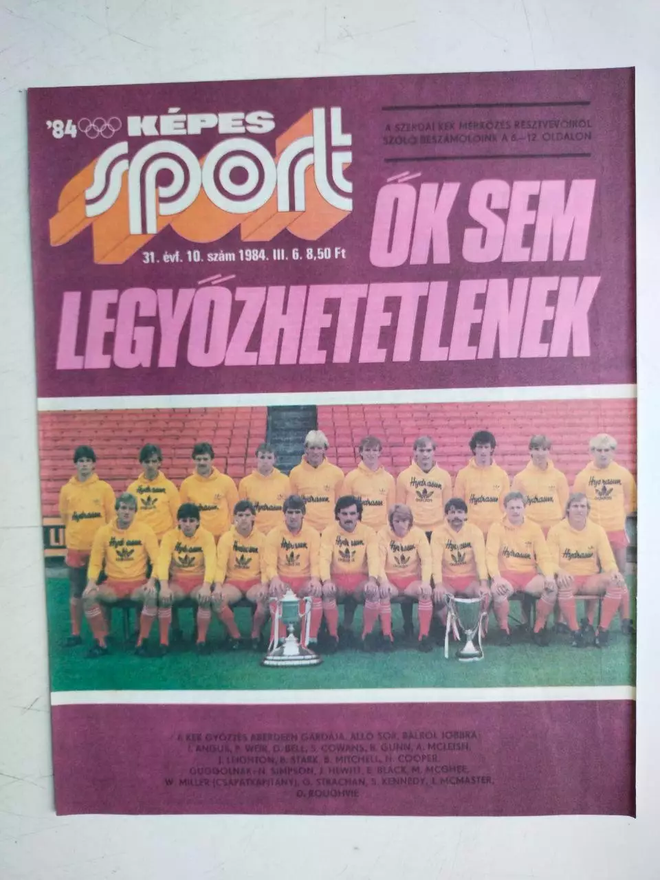 Обложка журнала Кепеш спорт Венгрия № 10 за 1984 год