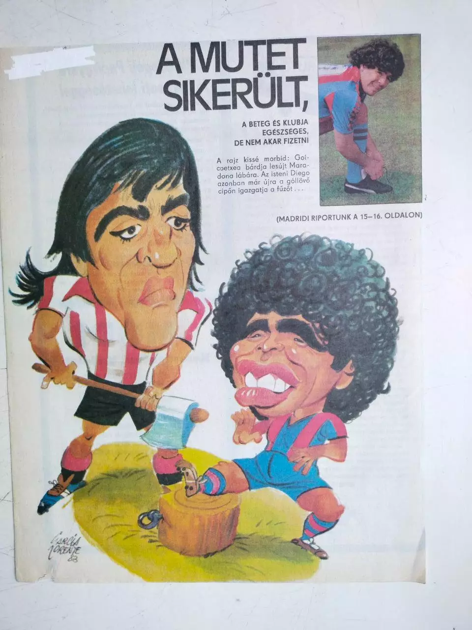 Из журнала Кепеш спорт Венгрия футболист Марадона и Гойкоэчеа Мясник из Бильбао