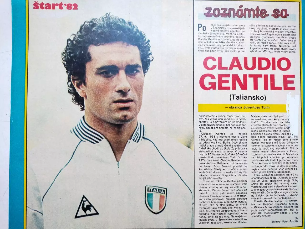 Футбольные звезды из журнала Старт ЧССР 1982 г. - Клаудио Джентиле Италия