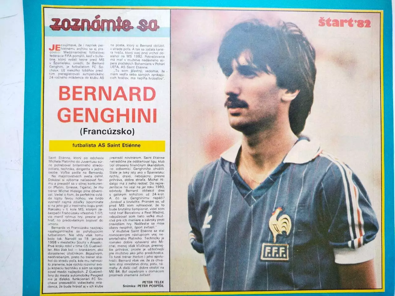 Футбольные звезды из журнала Старт ЧССР 1982 г. - Бернар Женгини Франция