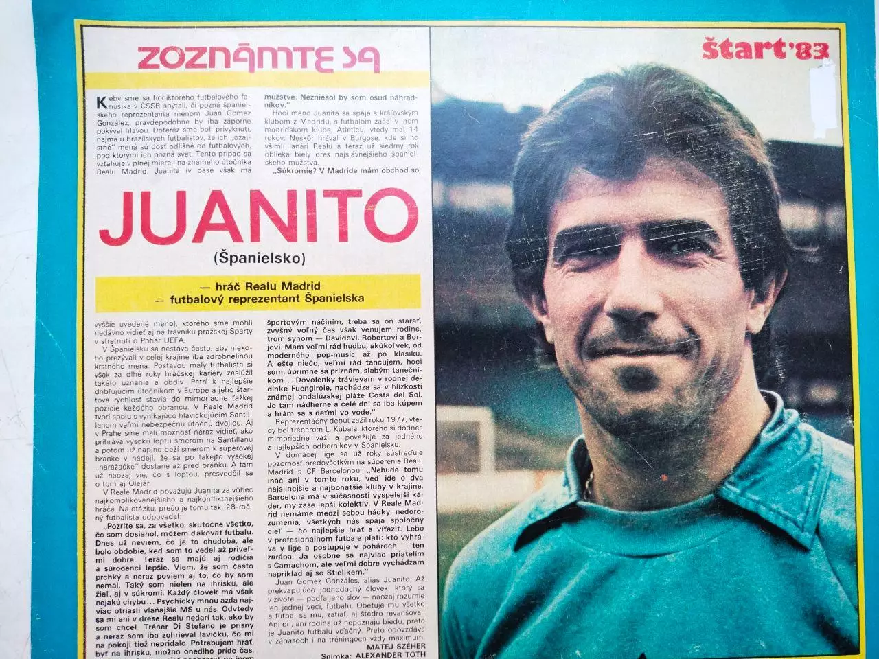 Футбольные звезды из журнала Старт ЧССР 1983 г. - Хуанито Испания