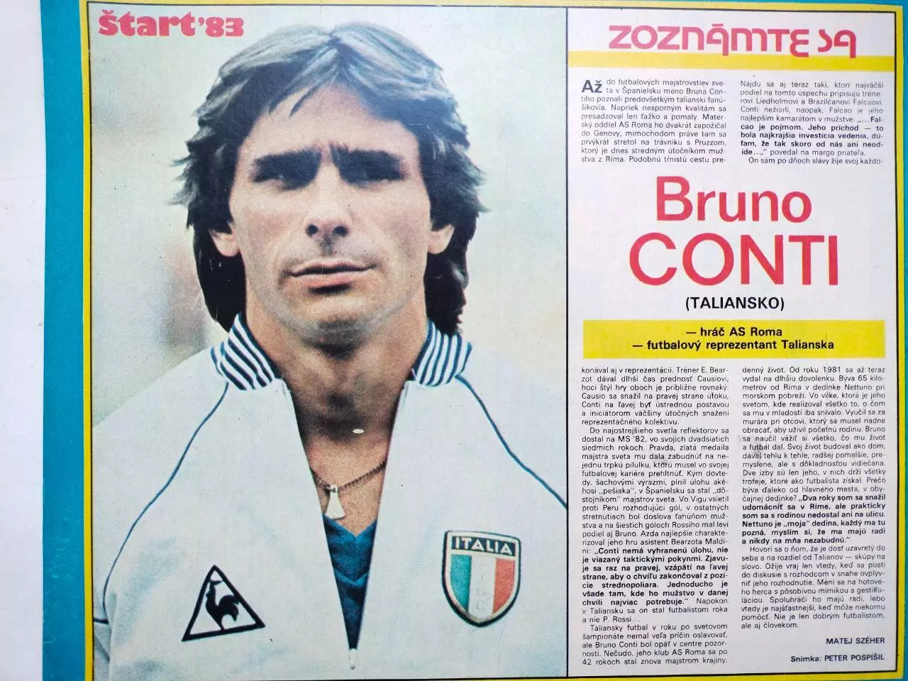 Футбольные звезды из журнала Старт ЧССР 1983 г. - Бруно Конти Италия