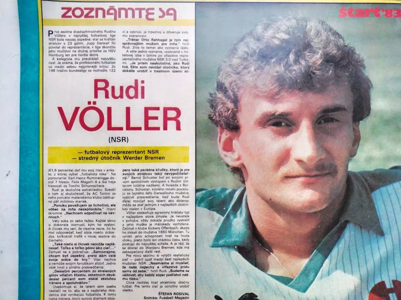 Футбольные звезды из журнала Старт ЧССР 1983 г. - Руди Феллер Германия