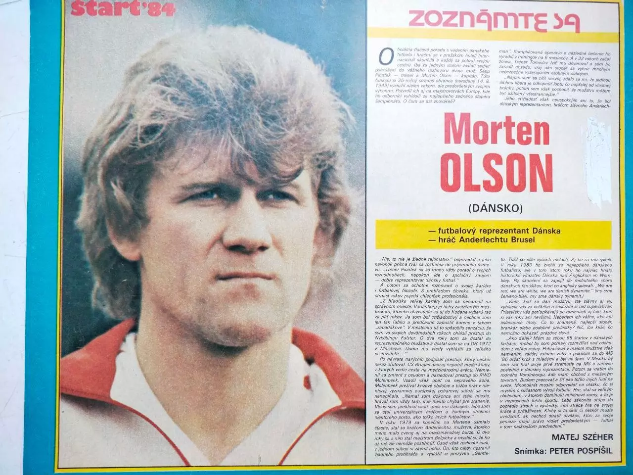 Футбольные звезды из журнала Старт ЧССР 1984 г. - Мортен Ольсен Дания