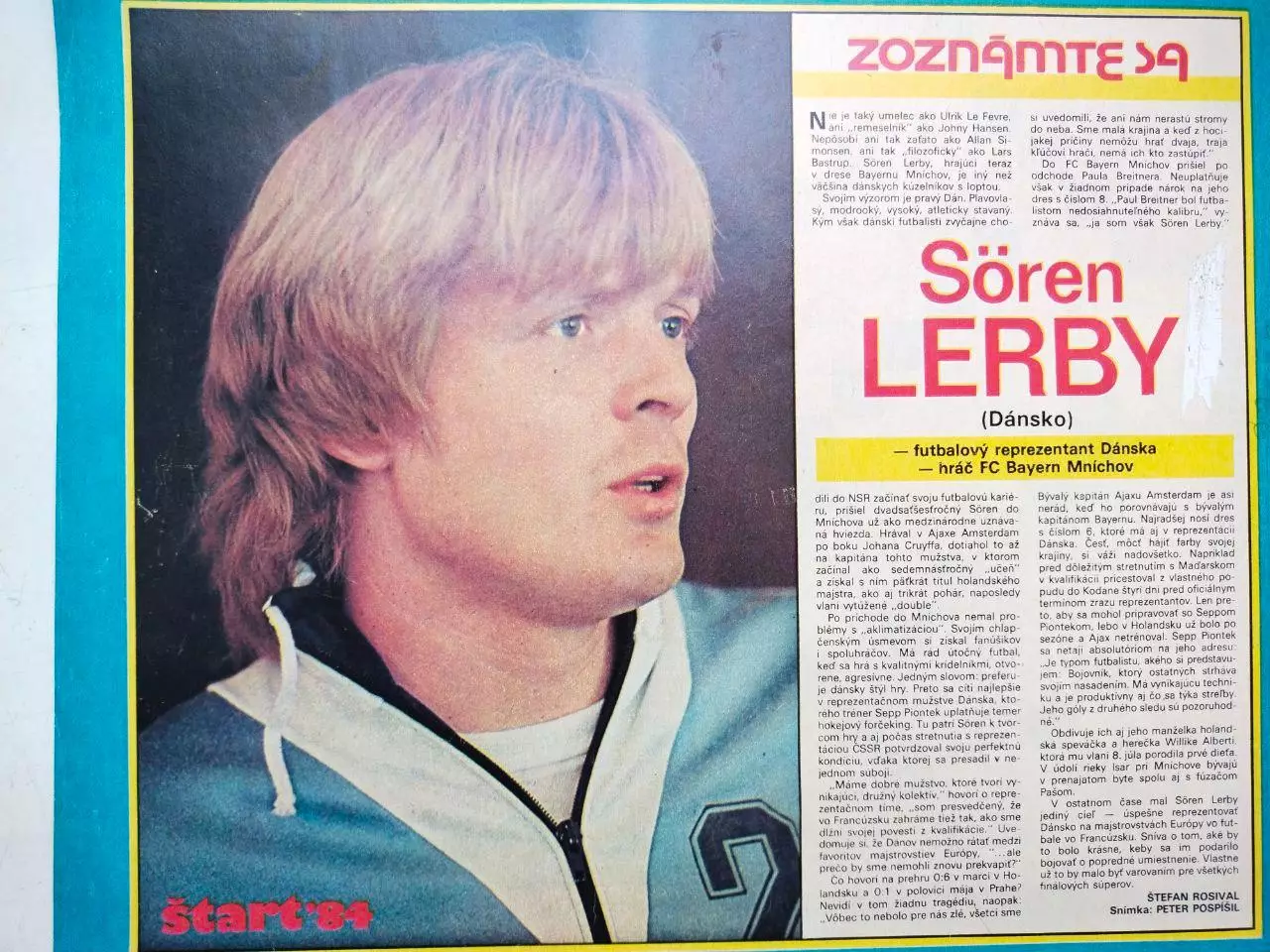Футбольные звезды из журнала Старт ЧССР 1984 г. - Серен Лербю Дания