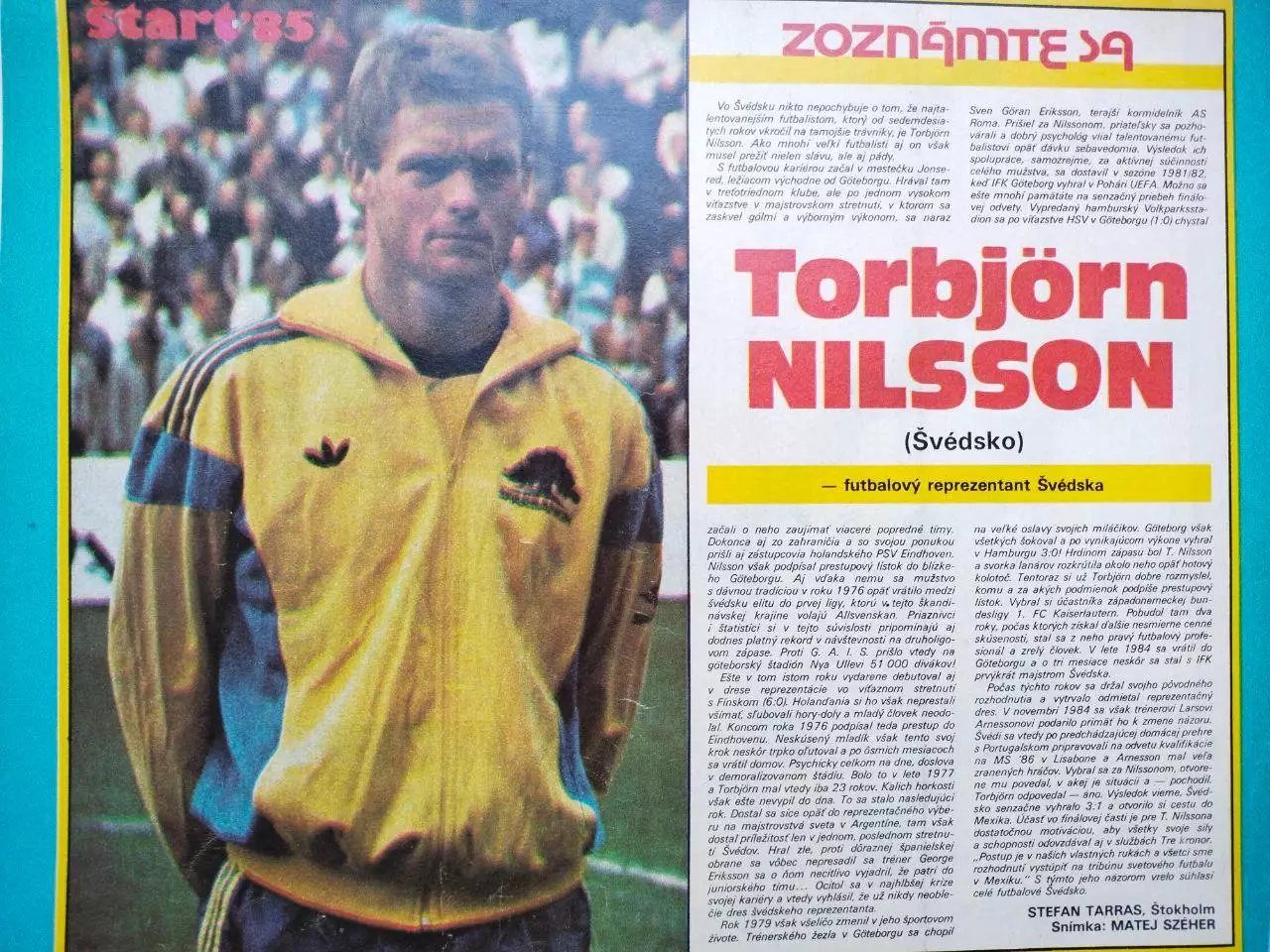 Футбольные звезды из журнала Старт ЧССР 1985 г. - Турбьерн Нильссон Швеция