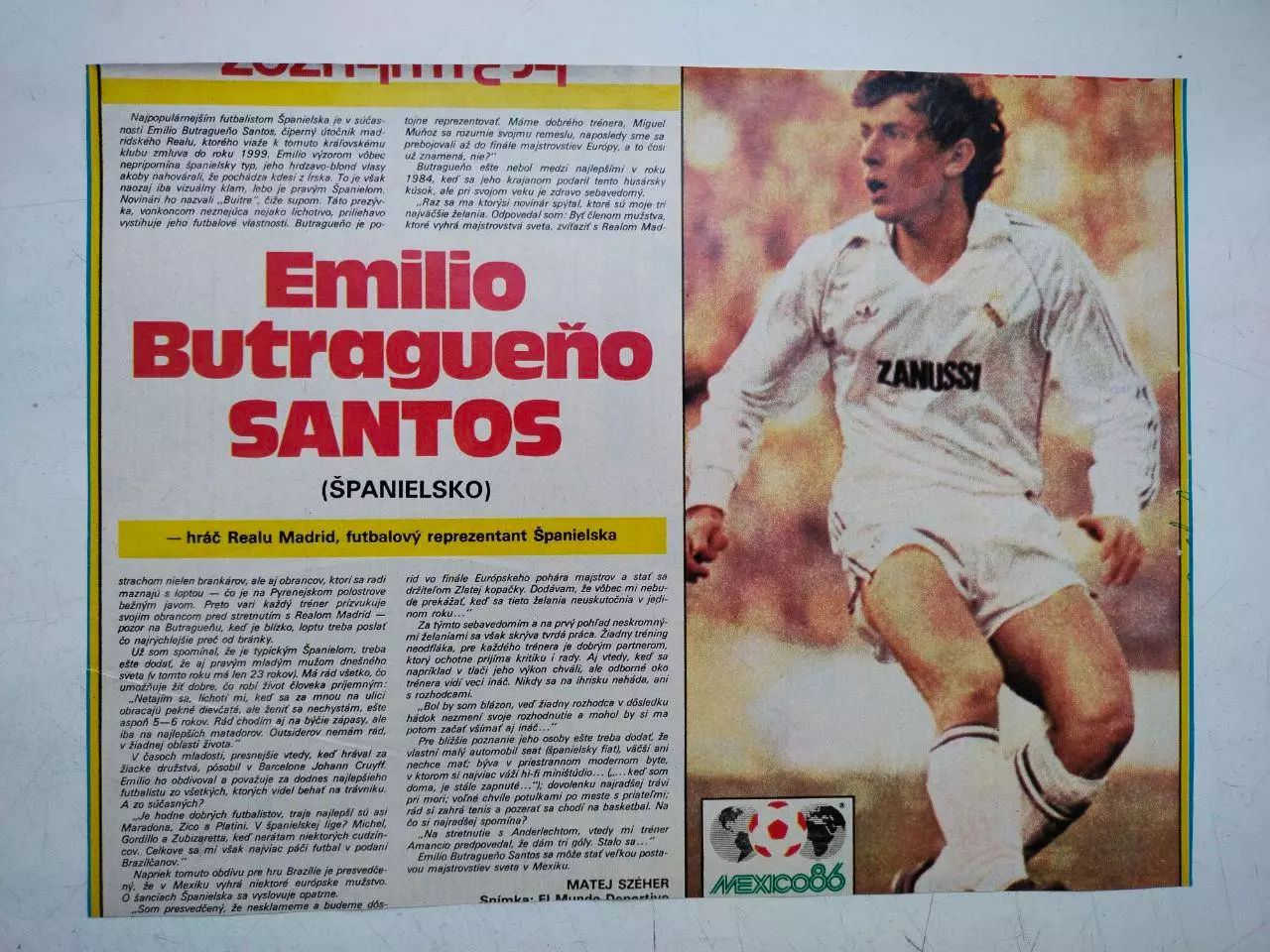 Футбольные звезды из журнала Старт ЧССР 1986 г. - Эмилио Бутрагеньо Испания