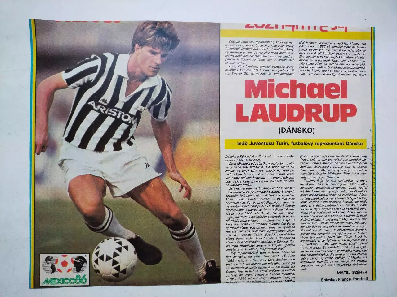 Футбольные звезды из журнала Старт ЧССР 1986 г. - Микаэль Лаудруп Дания