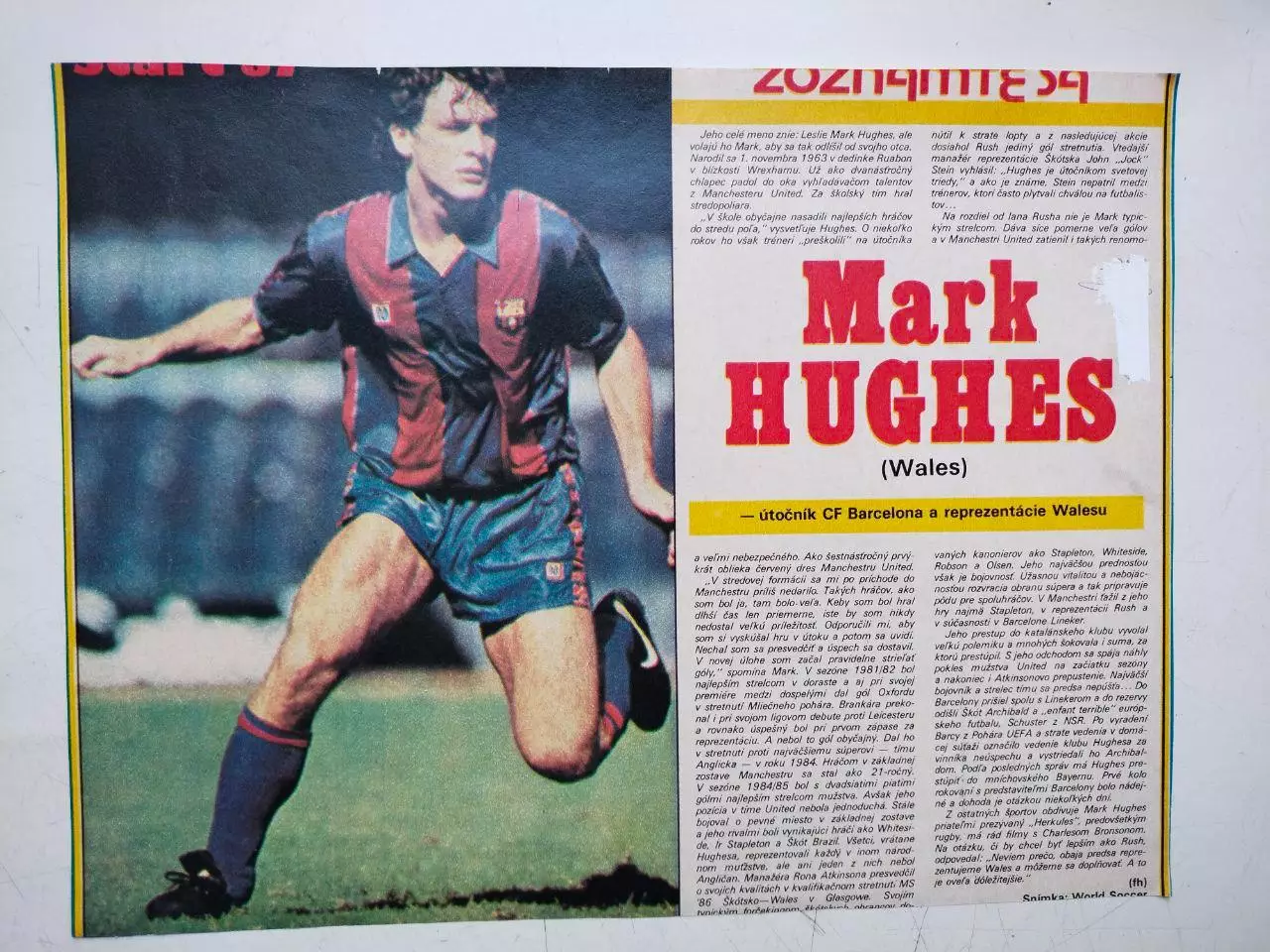 Футбольные звезды из журнала Старт ЧССР 1987 г. - Марк Хьюз Уэльс