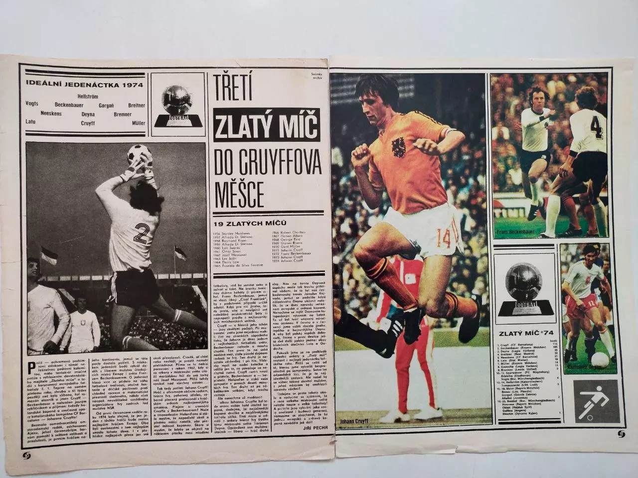 Из журнала Стадион Чехия Кто получит Золотой мяч 1974 г.
