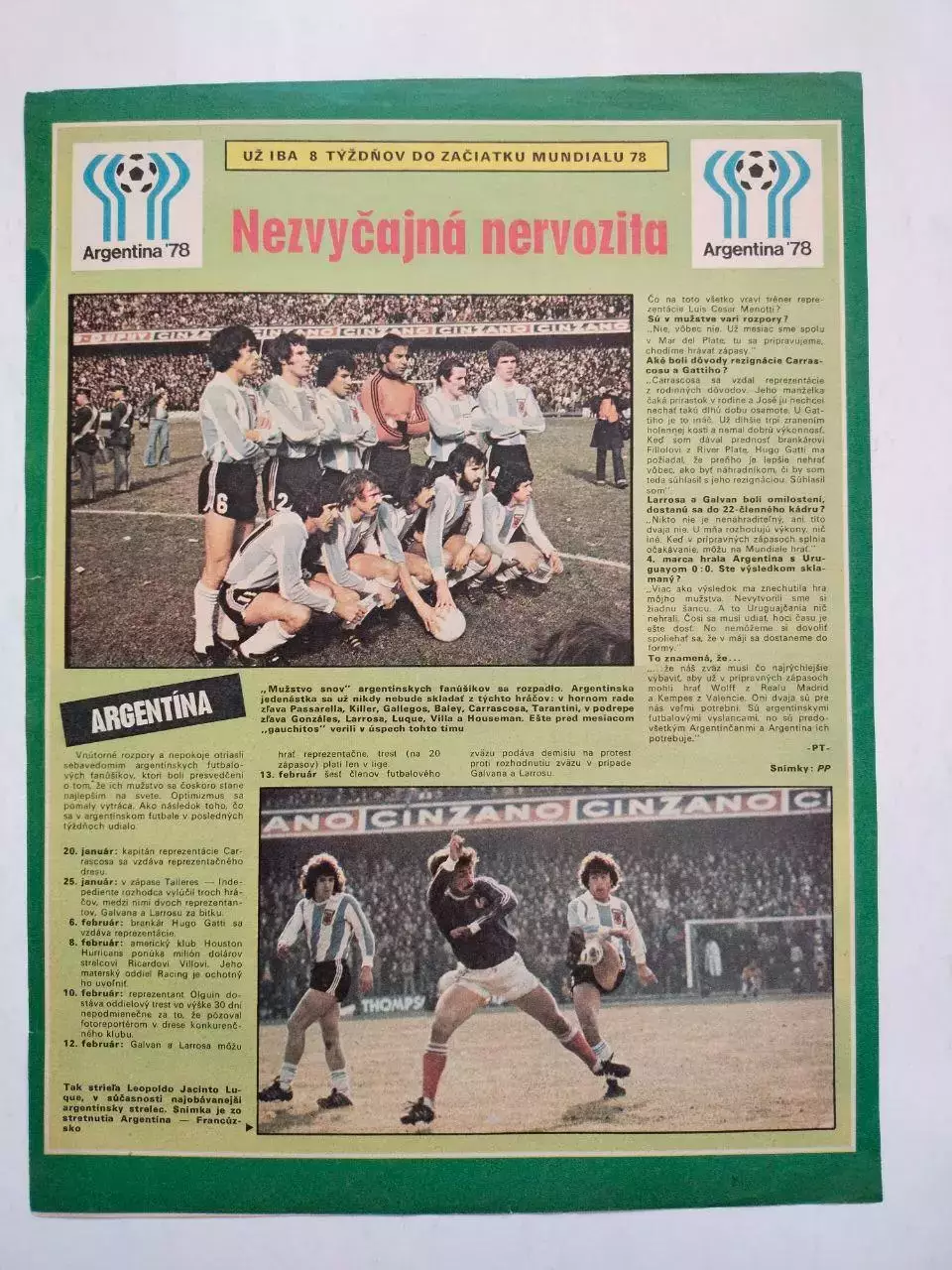 Из журнала Старт Чехия сборная Аргентины участник чм 1978 г.