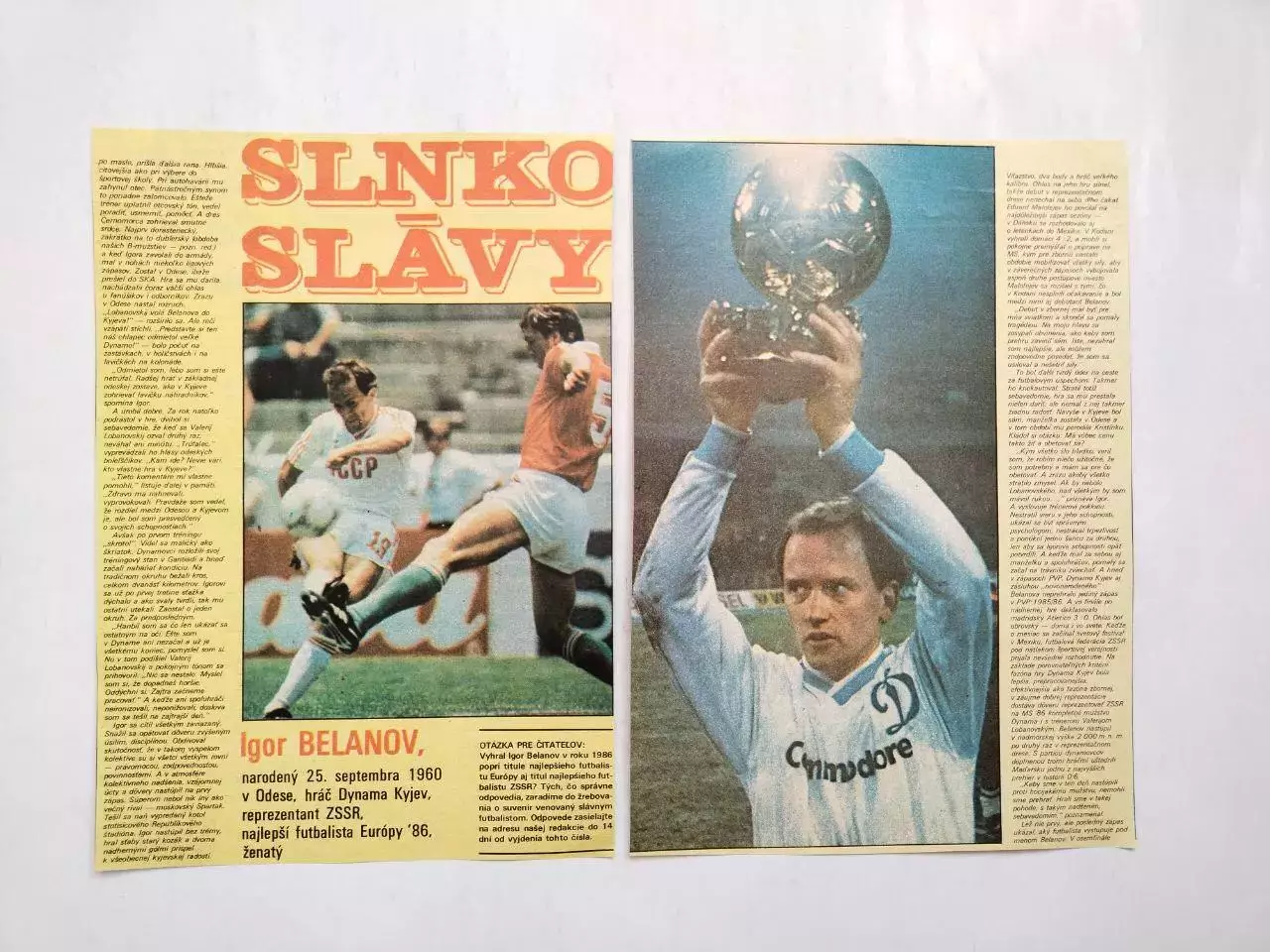 Футбольные звезды из журналов Старт и Стадион Чехия - Игорь Беланов СССР