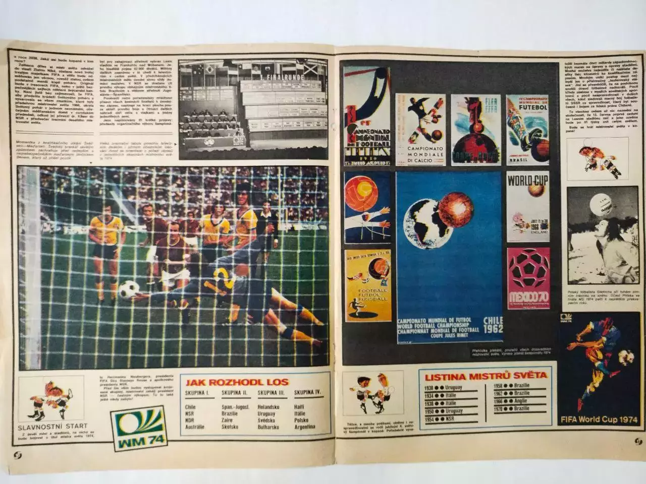Из журнала Стадион Чехия 1974 год - разворот чм по футболу в Германии 1974 год