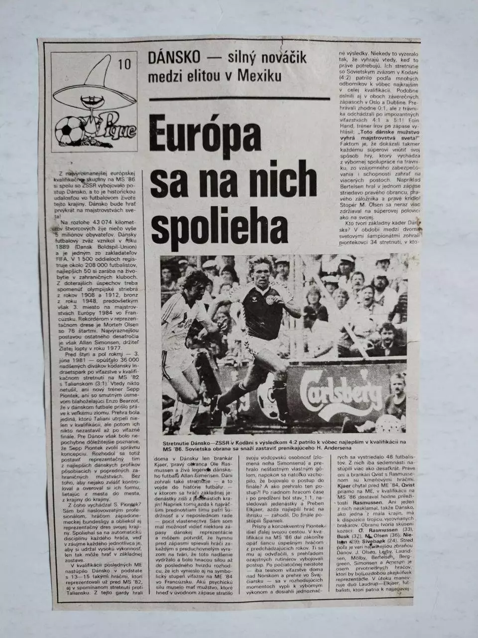 Постер участник чм по футболу из журнала Старт ЧССР- сборная Дании 1986 год 1